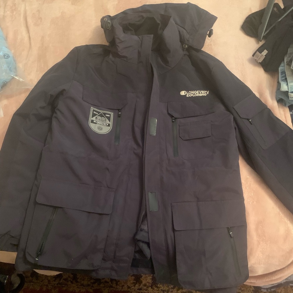 Heavy Duty Winter Jacket with removable liner & hood. Black, small, like new.